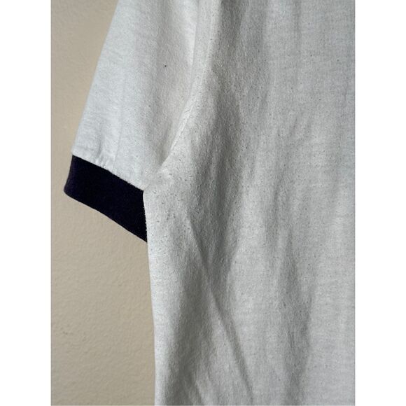 Vintage 90s US NAVY ringer T-Shirt sz Large - navy and white - Picture 7 of 10